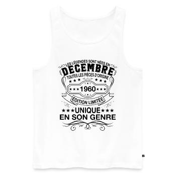 Les légendes sont nées en Décembre 1960 - Débardeur bio Premium Homme - blanc - Devant - Michal (187cm)