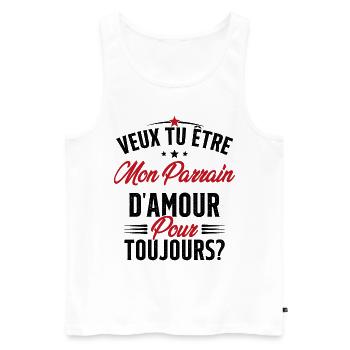 Veux Tu Être Mon Parrain D'amour pour toujours - Débardeur bio Premium Homme - blanc - Devant - Michal (187cm)
