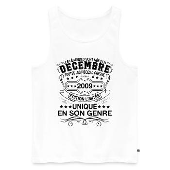 Les légendes sont nées en Décembre 2009 Cadeau - Débardeur bio Premium Homme - blanc - Devant - Michal (187cm)