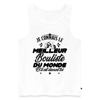 Meilleur Bouliste Humour Pétanque Homme Cadeau - Débardeur bio Premium Homme - blanc - Devant - Michal (187cm)