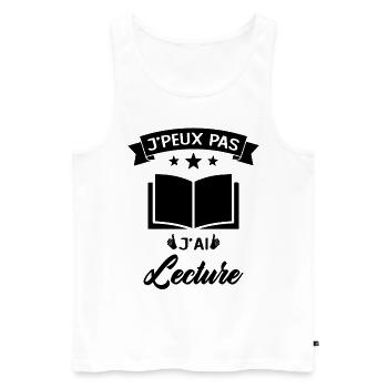 Je Peux Pas J'ai Lecture Cadeau - Débardeur bio Premium Homme - blanc - Devant - Michal (187cm)