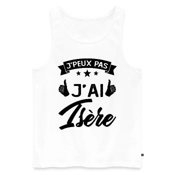 Je Peux Pas j'ai Isère (38) Originaire Cadeau - Débardeur bio Premium Homme - blanc - Devant - Michal (187cm)