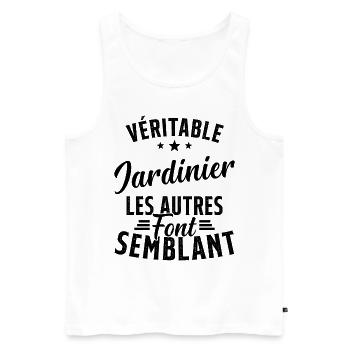 Véritable Jardinier Les Autres Font Semblant - Débardeur bio Premium Homme - blanc - Devant - Michal (187cm)