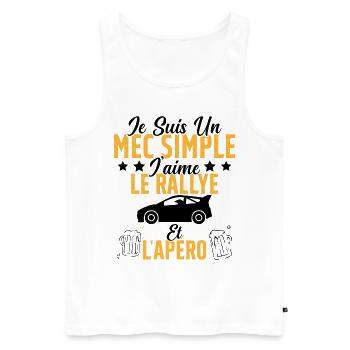 Mec Simple Rallye Apero Humour Rallye Automobile - Débardeur bio Premium Homme - blanc - Devant - Michal (187cm)