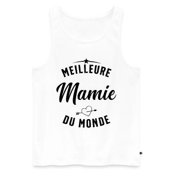 Meilleure Mamie Du Monde Humour Cadeau - Débardeur bio Premium Homme - blanc - Devant - Michal (187cm)