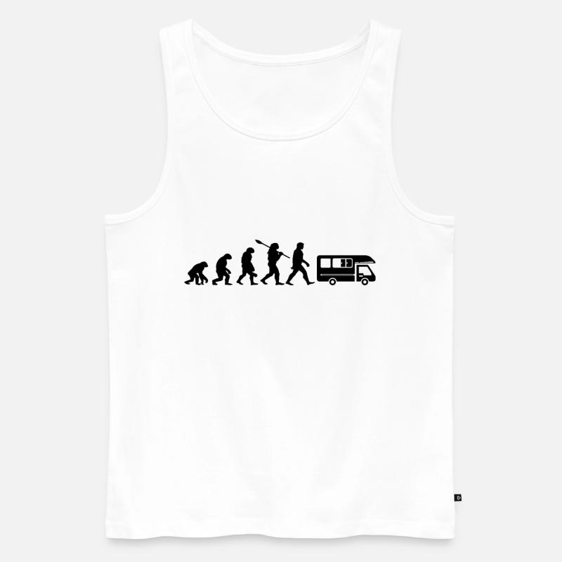 Évolution Camping Car Humour Cadeau - Débardeur bio Premium Homme - blanc