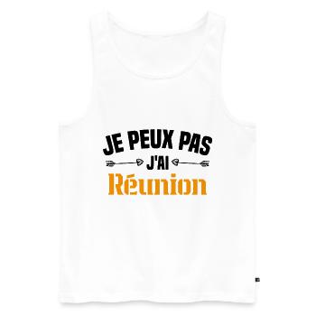 je peux pas j'ai Réunion Cadeau Humour - Débardeur bio Premium Homme - blanc - Devant - Michal (187cm)