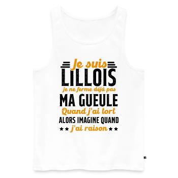 Lillois je ferme pas ma gueule cadeau Lille humour - Débardeur bio Premium Homme - blanc - Devant - Michal (187cm)