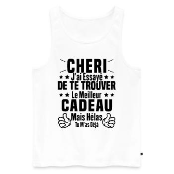 Chéri Saint Valentin Amour Couple Humour - Débardeur bio Premium Homme - blanc - Devant - Michal (187cm)