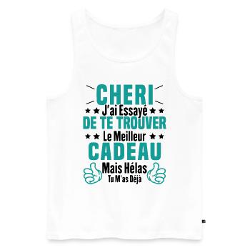 Chéri Saint Valentin Amour Couple Humour - Débardeur bio Premium Homme - blanc - Devant - Michal (187cm)