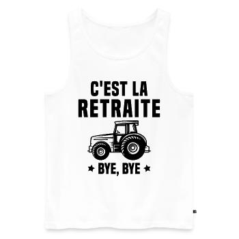 C'est la retraite Bye Bye le cadeau agriculteur - Débardeur bio Premium Homme - blanc - Devant - AI Model Male 178 light (178cm)