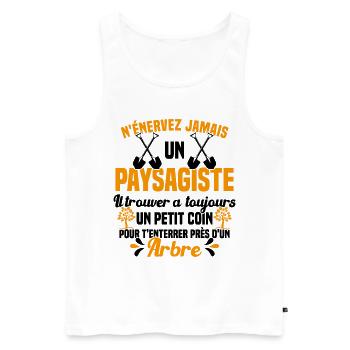 Paysagiste et jardinier cadeau humour - Débardeur bio Premium Homme - blanc - Devant - Michal (187cm)