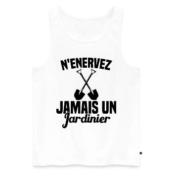 N'enervez Jamais Un Jardinier Jardin - Débardeur bio Premium Homme - blanc - Devant - Michal (187cm)