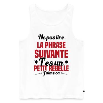 Ne pas lire la phrase suivante - Débardeur bio Premium Homme - blanc - Devant - AI Model Male 178 light (178cm)