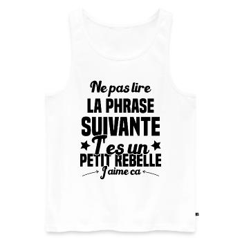 Ne pas lire la phrase suivante - Débardeur bio Premium Homme - blanc - Devant - AI Model Male 178 light (178cm)