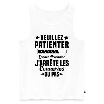 J'arrête les conneries humour - Débardeur bio Premium Homme - blanc - Devant - Michal (187cm)