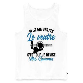 Si je me gratte le ventre humour guitariste - Débardeur bio Premium Homme - blanc - Devant - AI Model Male 178 light (178cm)