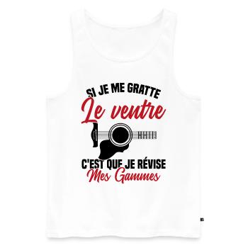 Si je me gratte le ventre humour guitariste - Débardeur bio Premium Homme - blanc - Devant - AI Model Male 178 light (178cm)