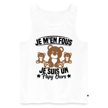 Je m en fous je suis un Papy ours Grand père - Débardeur bio Premium Homme - blanc - Devant - Michal (187cm)