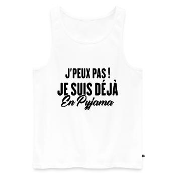 J'peux pas Je suis déjà en Pyjama - Débardeur bio Premium Homme - blanc - Devant - Michal (187cm)
