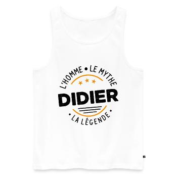 Didier L'Homme Le Mythe La Légende Cadeau Humour - Débardeur bio Premium Homme - blanc - Devant - Michal (187cm)