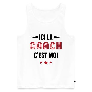Ici La Coach C'est moi - Débardeur bio Premium Homme - blanc - Devant - Michal (187cm)