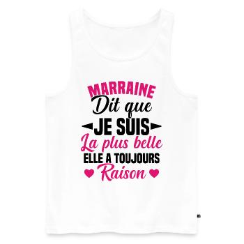 marraine dit que je suis la plus belle cadeau - Débardeur bio Premium Homme - blanc - Devant - Michal (187cm)