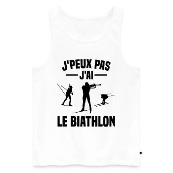 Je peux pas j'ai biathlon humour cadeau - Débardeur bio Premium Homme - blanc - Devant - Michal (187cm)