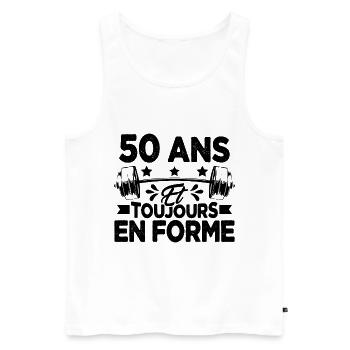 50 Ans et Toujours En Forme Gym Sport Muscu Cadeau - Débardeur bio Premium Homme - blanc - Devant - Michal (187cm)