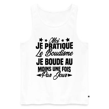je boude au moins une fois par jour - Débardeur bio Premium Homme - blanc - Devant - Michal (187cm)