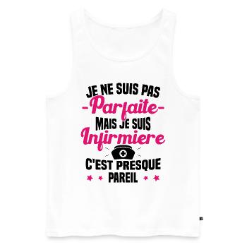 Pas parfaite mais je suis Infirmière Cadeau - Débardeur bio Premium Homme - blanc - Devant - Michal (187cm)