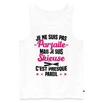 Pas parfaite mais je suis Skieuse Cadeau Humour - Débardeur bio Premium Homme - blanc - Devant - Michal (187cm)