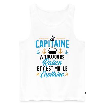 Le Capitaine A Toujours Raison C'est Moi Capitaine - Débardeur bio Premium Homme - blanc - Devant - Michal (187cm)