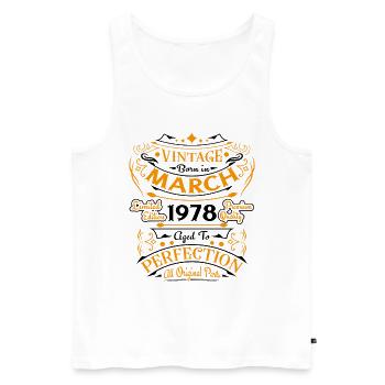 Vintage born in March 1978 birthday gift - Men's Premium Organic Tank Top - white - Front - Michal (187cm)
