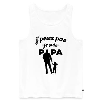 Je peux pas je suis papa bébé - Débardeur bio Premium Homme - blanc - Devant - Michal (187cm)