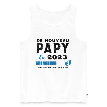 De Nouveau Papy en 2023 Cadeau Futur Papy - Débardeur bio Premium Homme - blanc - Devant - Michal (187cm)