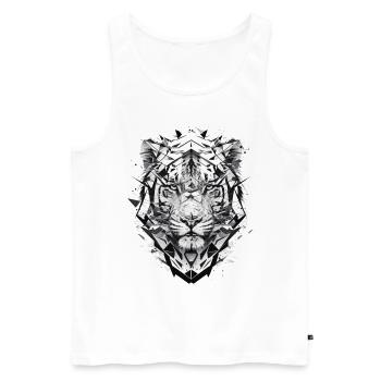 Tiger Tiere Geschenk Mann Kunst Bunt Tiermotiv - Männer Premium Bio Tank Top - Weiß - Vorne - Michal (187cm)
