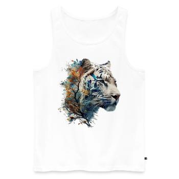 Tiger Animals Gift Man Art Colorful Animal Motif - Débardeur bio Premium Homme - blanc - Devant - Michal (187cm)