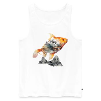 Fish Mountains Artwork Gift Woman Art Animals - Débardeur bio Premium Homme - blanc - Devant - Michal (187cm)