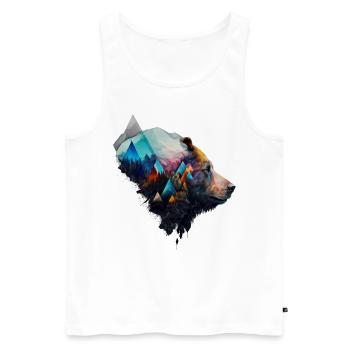 Bear Colorful Mountains Gift Man Art Animal Zoo - Men's Premium Organic Tank Top - white - Front - Michal (187cm)