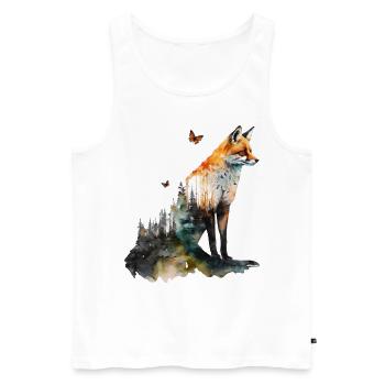 Fox Forest Art Gift Woman Animal Butterfly - Men's Premium Organic Tank Top - white - Front - Michal (187cm)