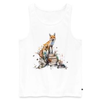 Fox Book Books Reading Art Gift Animal Zoo - Débardeur bio Premium Homme - blanc - Devant - Michal (187cm)