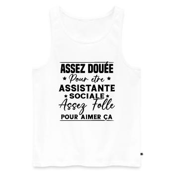 Assistante Sociale Humour Métier Idée Cadeau Femme - Débardeur bio Premium Homme - blanc - Devant - Michal (187cm)