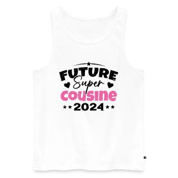 Future Super Cousine 2024 Annonce Grossesse - Débardeur bio Premium Homme - blanc - Devant - Michal (187cm)