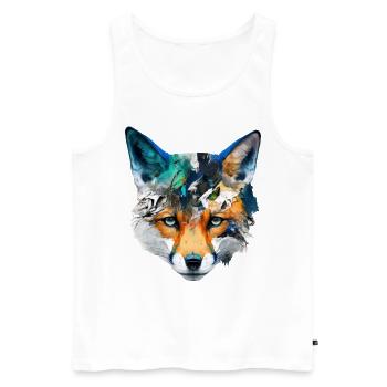 Fuchs Kunst Bunt Rotfuchs Geschenk Tier Tierisch - Männer Premium Bio Tank Top - Weiß - Vorne - Michal (187cm)