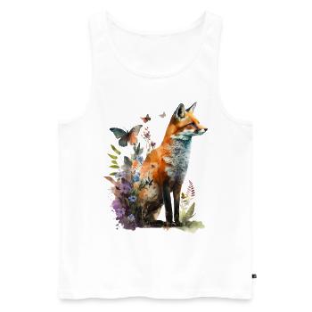 Fox Art Animal Gift Forest Flowers Animal Motif - Men's Premium Organic Tank Top - white - Front - Michal (187cm)