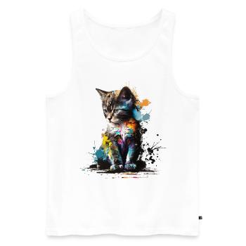 Katzenbaby Bunt Katze Kunst Geschenk Katzenmotiv - Männer Premium Bio Tank Top - Weiß - Vorne - AI Model Male 178 light (178cm)