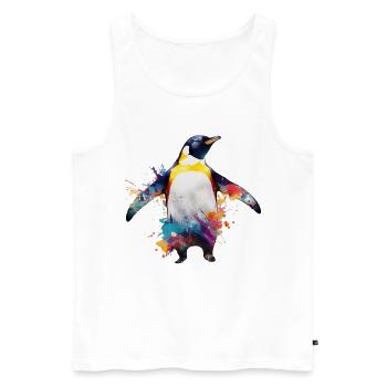 Pinguin Kunst Bunt Geschenk Tiermotiv Tier Zoo - Männer Premium Bio Tank Top - Weiß - Vorne - Michal (187cm)