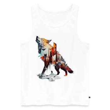 Wolf Architecture Coloré Cadeau Idée Art Animal Zoo - Débardeur bio Premium Homme - blanc - Devant - AI Model Male 178 light (178cm)