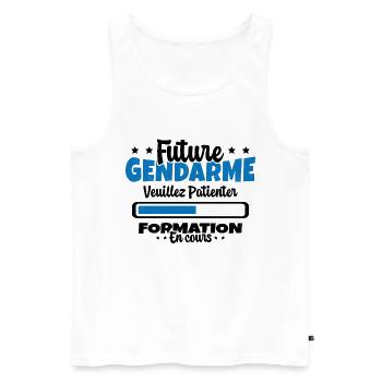 Future Gendarme Formation en Cours Humour - Débardeur bio Premium Homme - blanc - Devant - AI Model Male 178 light (178cm)